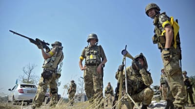 Ukrainska soldater i Donetskregionen.