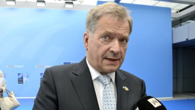 President Sauli Niinistö då han anlände till Nato-mötet i Bryssel 11.7.
