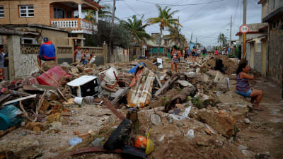 Förstörelse i stadsdelen Cojimar i Havanna efter orkanen Irma, 10.9.2017.