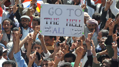 Demonstrationer mot Ali Abdullah Saleh år 2012.