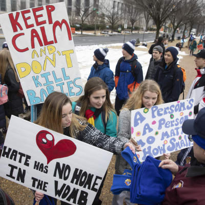 Amerikanska barn i demonstration mot aborter.