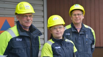 Ulf Heimberg, Säde Sundberg och Timo Jansson på SSAB i Lappvik, Hangö