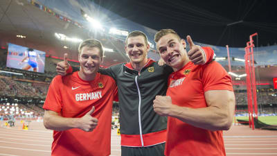 Thomas Röhler, Andreas Hofmann och Johannes Vetter, VM 2015.