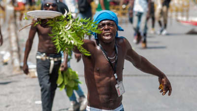 Demonstrant i Haiti