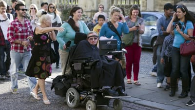 Stephen Hawking i sin rullstol.