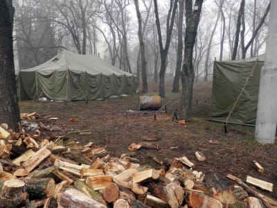 Tältläger för president Viktor Janukovytjs anhängare i Dnipropetrovsk