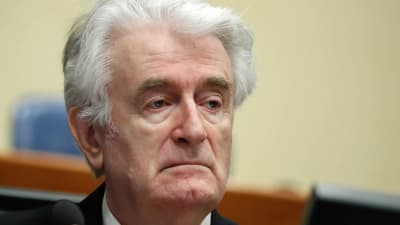 Radovan Karadžić inför kringsförbrytartribunalen i Haag i april 2016.
