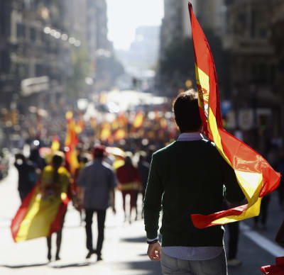 Demonstrationer i Barcelona för ett enat Spanien.