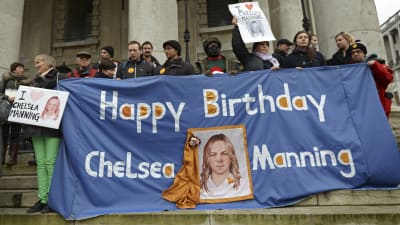 En demonstration till stöd för Chelsea Manning i London i december 2014.