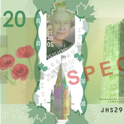 Kuva Kanadan 20 dollarin setelistä.