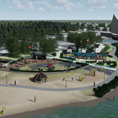 Skiss över den planerade parken i Gamla hamn.