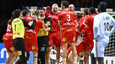 Danska handbollsspelare firar VM-guld.