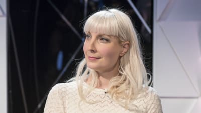 Laura Huhtasaari under den stora valdebatten  i TV1 25.1.2018. 