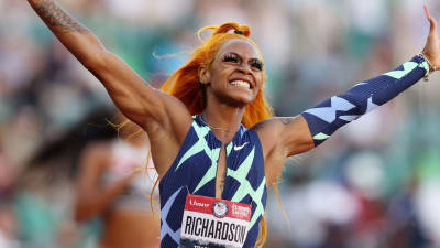 Sha'Carri Richardson firar segern på 100 meter i USA:s OS-kval i juni.