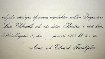 Inbjudan till bröllop 1918.