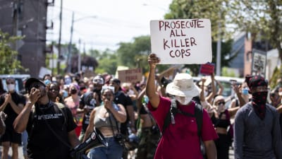 Protest mot polisbrutalitet i New York den 12 juli 2020.