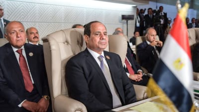 Egyptens president Abdel Fattah al-Sisi under Arabförbundets möte i Tunis den 31 mars 2019.