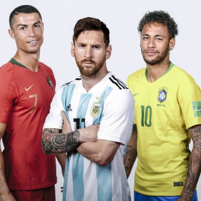 Cristiano Ronaldo, Lionel Messi ja Neymar mainostivat vuoden 2018 MM-kisoja.