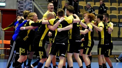IK Sävehof jublar i svenska handbollsligan.