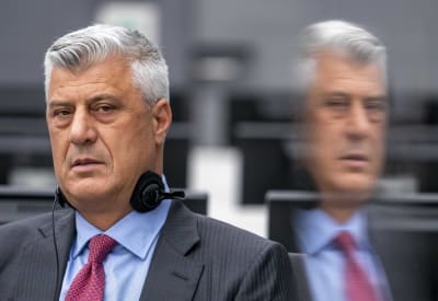 Kosovos expresident Hashim Thaçi fotograferad vid Kosovotribunalen i Haag den 9 november 2020.