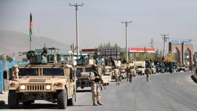 Vägspärr i Ghazni i Afghanistan.
