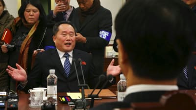 Den nordkoreanske chefsdelegaten Ri Son-Gwon vid samtalen i Panmunjom 9.1.2017.