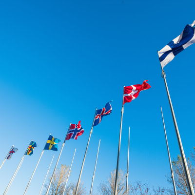 Nordiska flaggor under ministerrådets möte i Helsingfors i oktober 2017