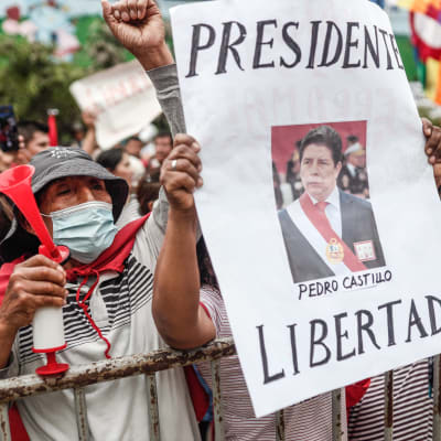 Pedro Castillon tukijat vaativat 15. joulukuuta syrjäytetyn presidentin vapauttamista Limassa.