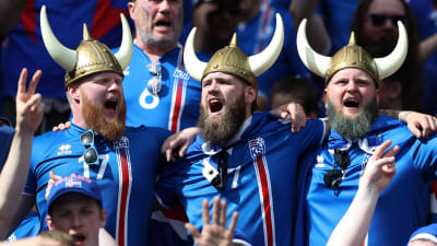 Bara glada islänningarna på läktaren i matchen mot Österrike.