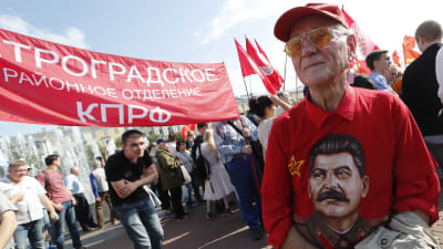 Protester i Moskva mot den ryska pensionsreformen.