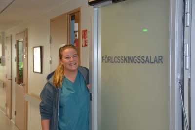 Barnmorskan Pernilla Lindberg på Lojo sjukhus.