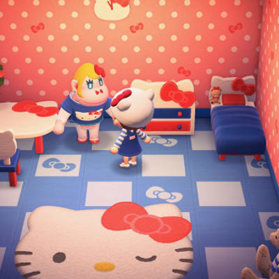 Maksullisella lisäosalla Animal Crossing New Horizons -peliin voi hankkia Hello Kitty -tuotteita. 
