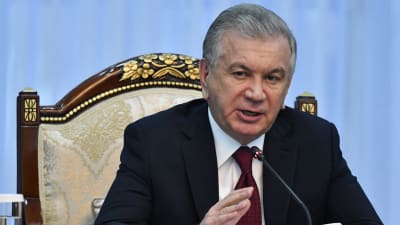 Uzbekistans president Sjavkat Mirzijojev på ett möte 27 januari i år. 
