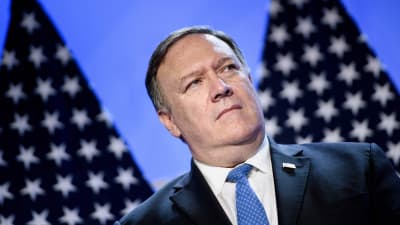 En arkivbild på Mike Pompeo då han deltog i Nato-toppmötet i Bryssel den 12 juli. 