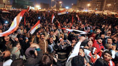 Demonstranter på Tahrir-torget i Kairo