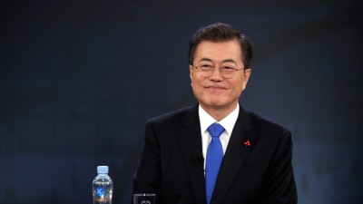 Sydkoreas president Moon Jae-In var nöjd efter de lyckade förhandlingarna med Nordkorea 