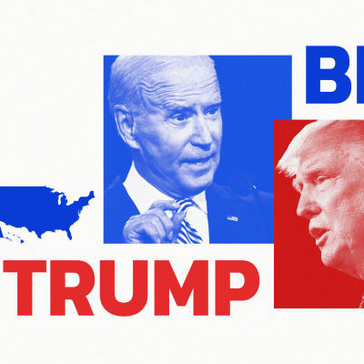  Illustration av presidentkandidater Joe Biden och Donald Trump.