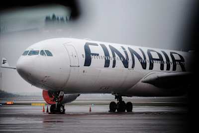 Den främre delen att ev Finnair-plan. 