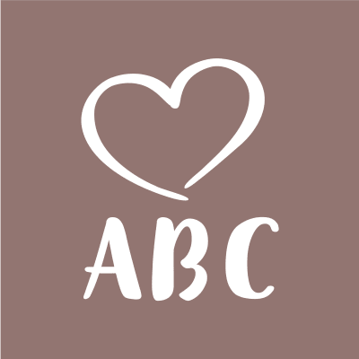 Piirroskuva, jossa sydän ja teksti "ABC".