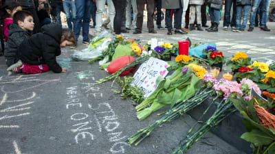 Place de la Bourse efter terrorattackerna i Bryssel 22.3.2016.