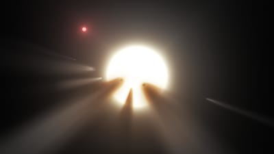 Konstnärens vision av kometer runt en stjärna.