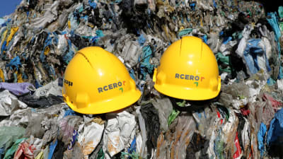 Avfall vid RCERO-avfallsanläggning i utkanterna av Ljubljana, Slovenien 27.2.2019. Den modernaste och största anläggningen i sitt slag i Europa. Upp till 98 procent av avfallet återvinns till produkter, kompost eller bränsle.   