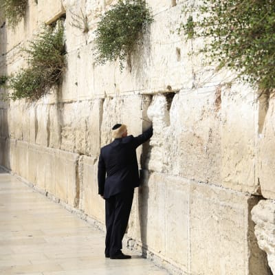 Donald Trump lägger sin hand på Klagomuren i Jerusalem
