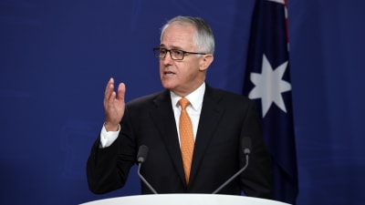 Australiens premiärminister Malcolm Turnbull håller presskonferens om de planerade skärpningarna i flyktingpolitiken 30.10.2016.