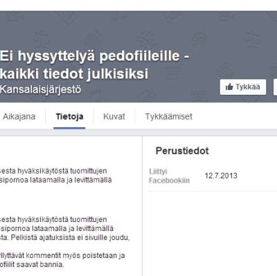 Facebooksida som offentliggör dömda sexualförbrytare