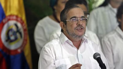 Rebellkommendören Rodrigo Londono Echeverri, alias Timochenko, utlyste vapenvilan i Kubas huvudstad havana efter fyra år av fredsförhandlingar