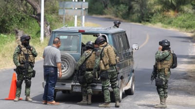 Mexikanska soldater granskar bil under en operation mot narkotikasmuggling 2015.