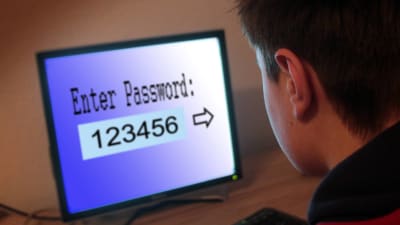 En skärm som visar lösenordet "123456".