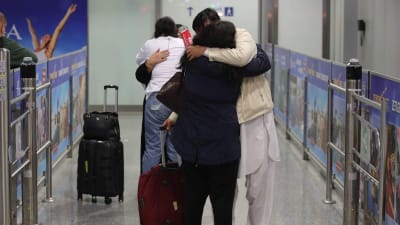 Afghaner som evakuerats från Kabul till Tyskland. Frankfurt 18.8.2021 
