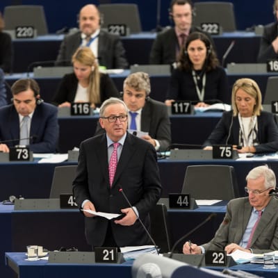 Jean-Claude Juncker talar i Europarlamentet den 17 maj 2017